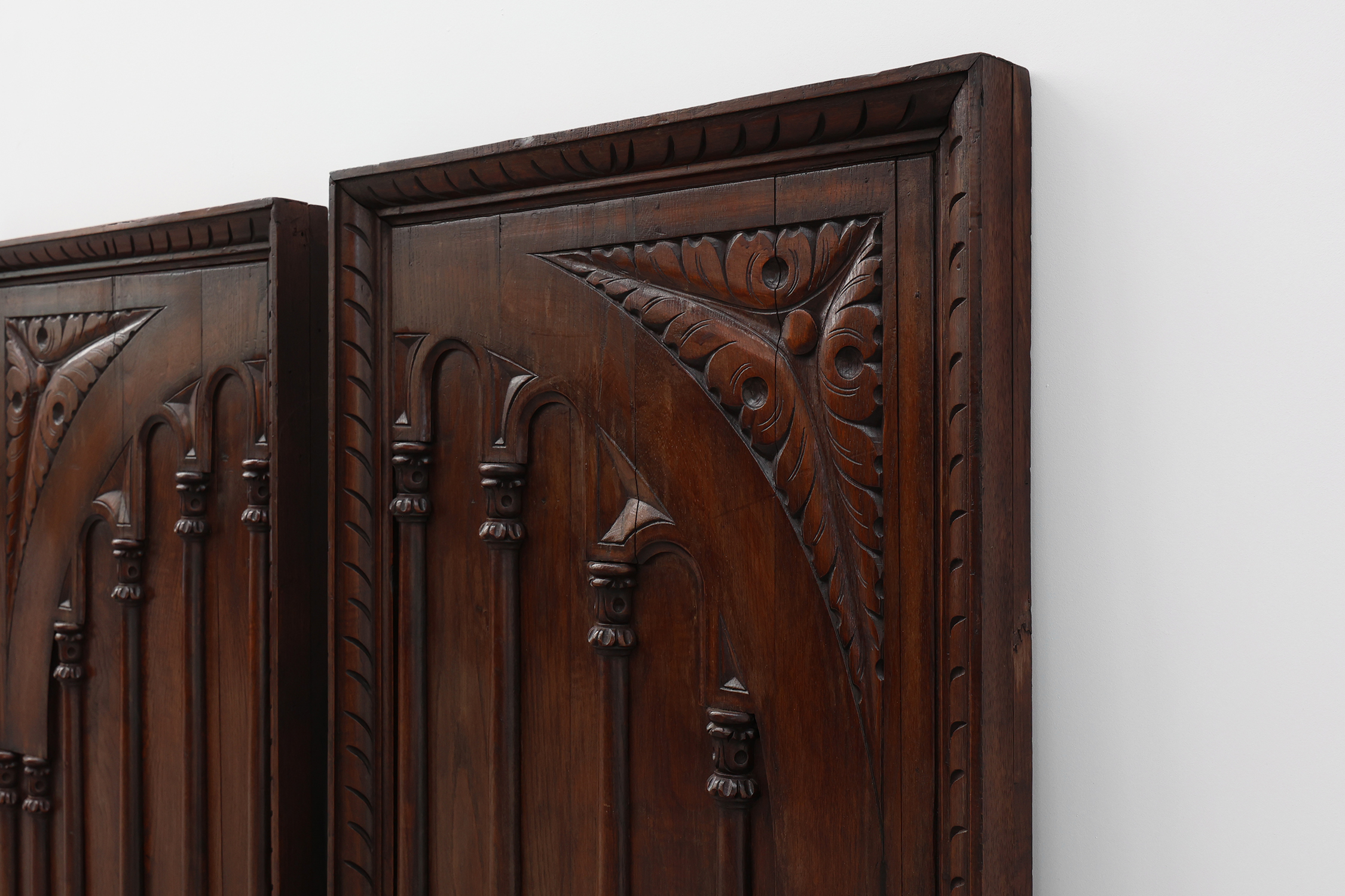 Large Carved Portuguese Oak Wall Panels, 1850s, Set of 2thumbnail